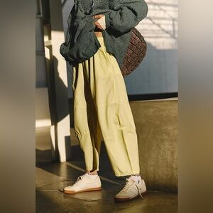 Amazon AITFINEISM Pull On Linen Barrel Leg Pants XL Game Day Sour Citrus-Style